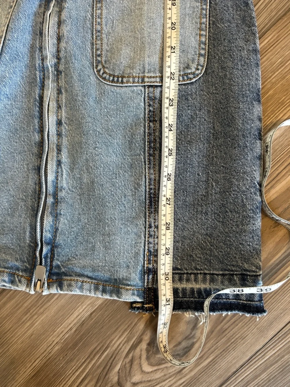 Roxy Two-Tone Light Blue Denim Zip Mini Dress - Picture 5 of 6